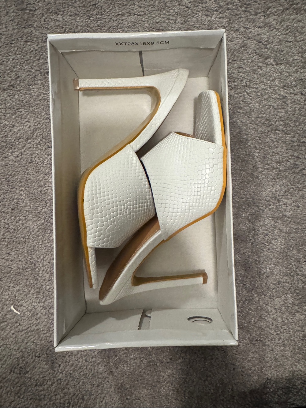 White Textured Slide Stiletto Heels - Women